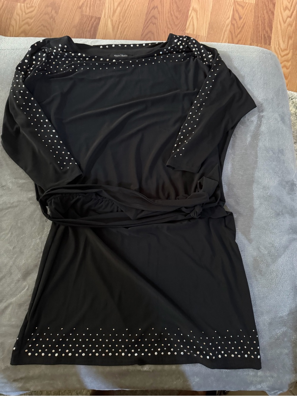 White House Black Market Black Long-Sleeve Studded Dress